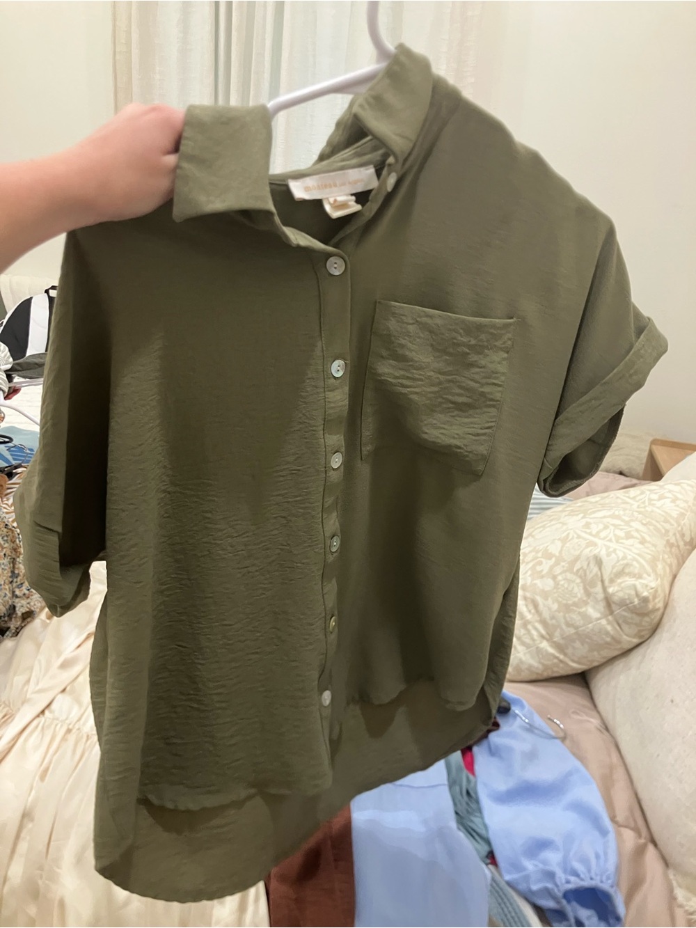 T.J.Maxx Olive Green Button-Down Pocket Shirt
